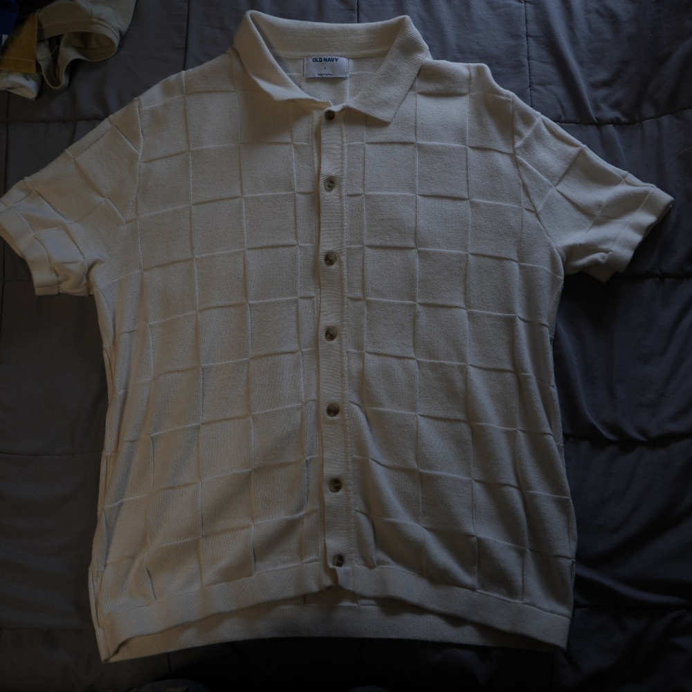 Waffle Cotton Texture Dress Casual Button Up